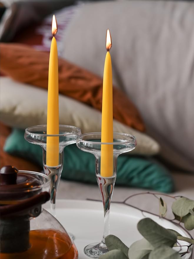 10inch Beeswax Taper Candles 12 Pack Natural Pure Beeswax Candlesticks Smokeless 9 Hour Long Burning Time Tapered Beeswax Candle Sticks Bees Wax Candle for Home Prayer