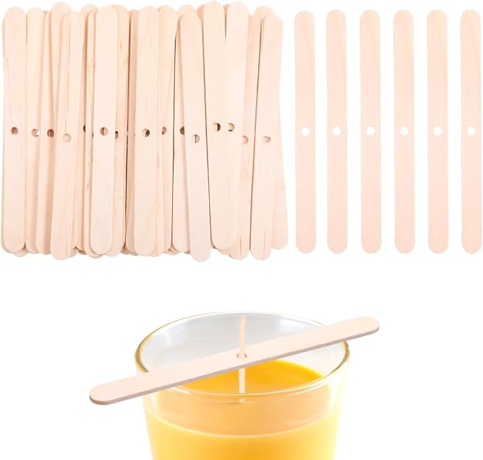 50 Pcs Wooden Wick Holders, Adjustable Candle Wick Centering Tool & Stabilizer for Candle Making Supplies, DIY Candlemaking Tools and Accessories