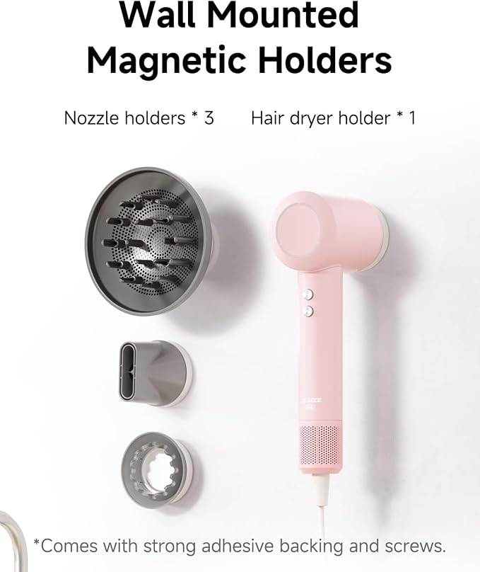 Professional Hair Dryer with Diffuser for Curly Hair, 400M Negative Ionic Blow Dryer for Fast Drying, 120,000 RPM High-Speed Brushless Motor, Low Noise Lightweight, Travel-Friendly (Pink)