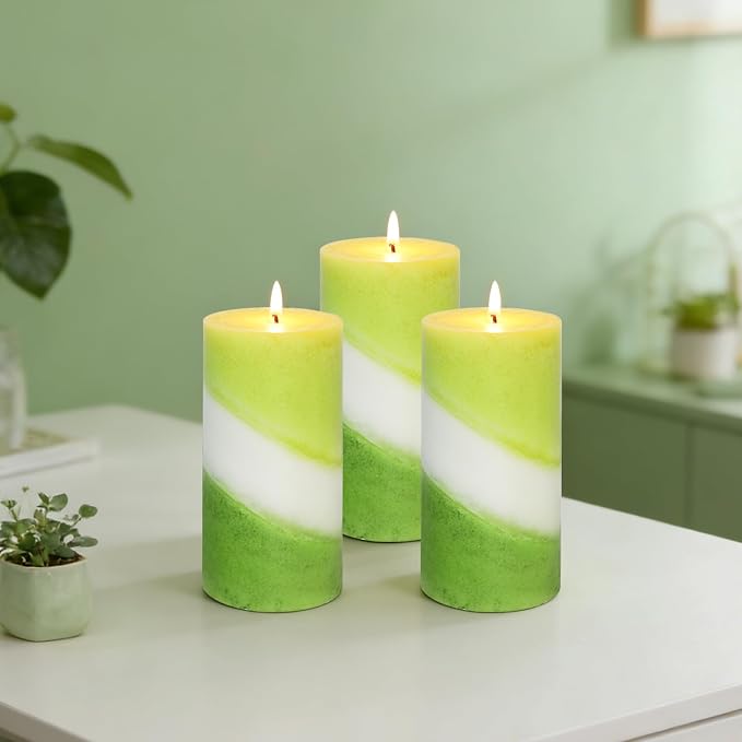 Crystal Club Eucalyptus Mint Scented Pillar Candles, 3x6 Inch Green Pillar Candle, 70+ Hours Long Burning Time, 100% Cotton Wick Smokeless & Dripless Wax, Aromatherapy Candle for Relaxation Home Decor