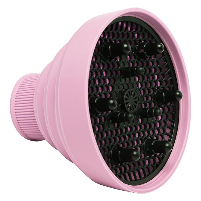 Universal Collapsible Hair Dryer Diffuser Attachment-Foldable Portable Travel and Easy Storage Hair Diffuser Fit Most Hair Dryers with Nozzle Diameter D-1.575Inch to 1.968 Inch (4-5cm)- Pink