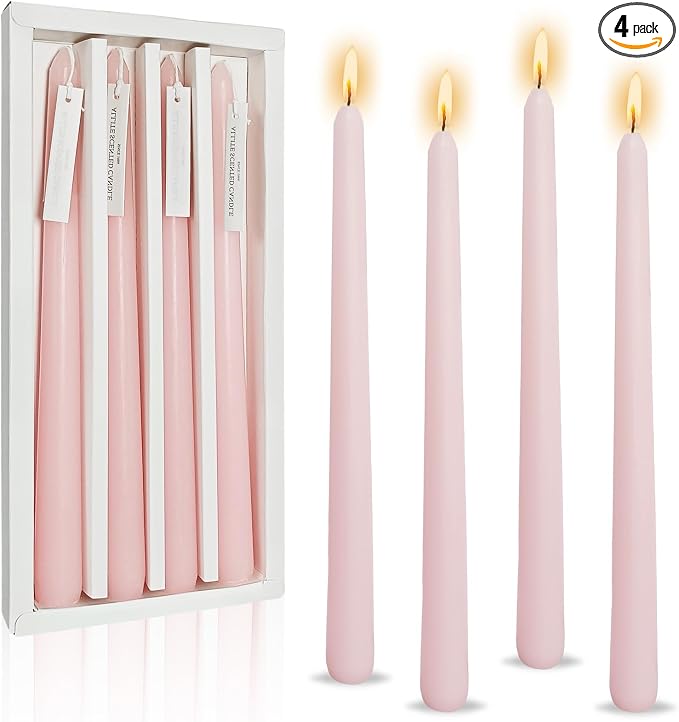Candlesticks Long Taper Candle,Rose Scented 10 Inches Light Pink Candle Sticks Smokeless Tapered Candles for Home Décor Holiday Gifts