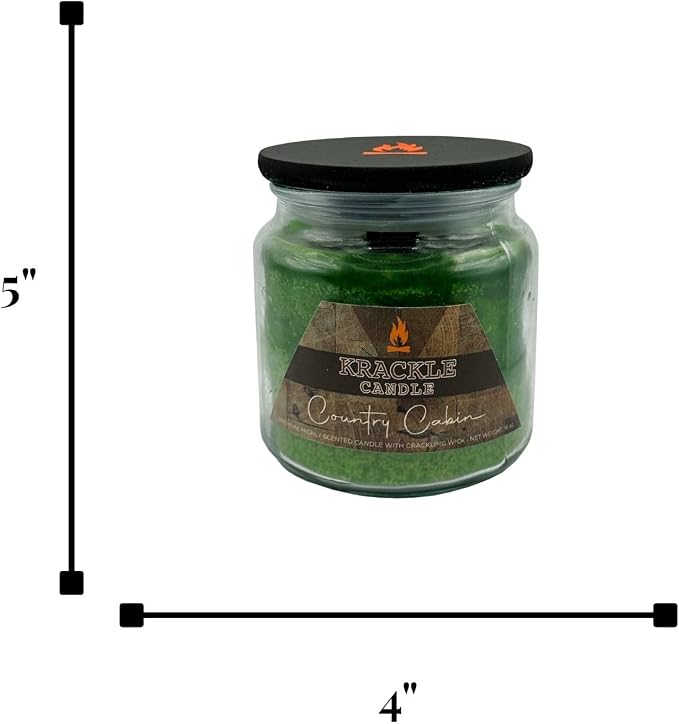 Krackle Candle | Country Cabin | 16 oz Scented Candle with Natural Crackling Wooden Wick | Poured in the USA | Woody Pine & Spicy Forest Fragrance