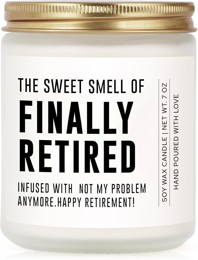 Retirement Gift for Woman Man, Retired Gifts for Women Men, Coworker, Teacher, Nurse, Friends and Family, Funny Retirement Candle Decoration, Lavender Soy Wax Candle 7Oz