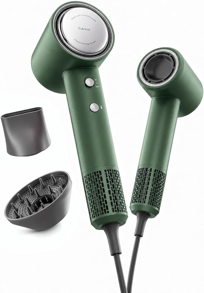 Tideway Hair Dryer Professional High-Speed Ionic Blow Dryer 110,000 RPM, Compact Hair Dryer with Magnetic Diffuser, Fast Drying with Brushless Motor Low Noise Smart Temperature Control-H11