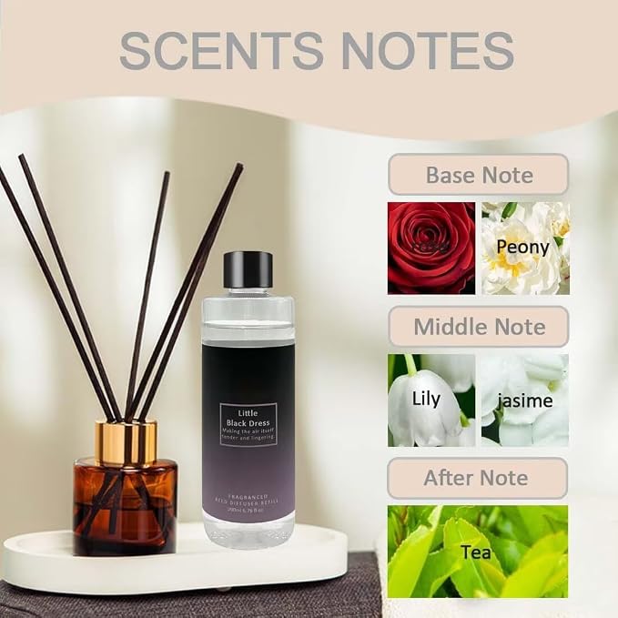 Scent Diffuser Oil Refill | 6.76 fl oz(200ml) Home Fragrance Defusers | Scented Aroma Essential Oil Reed Diffuser Little Black Dress 200ml