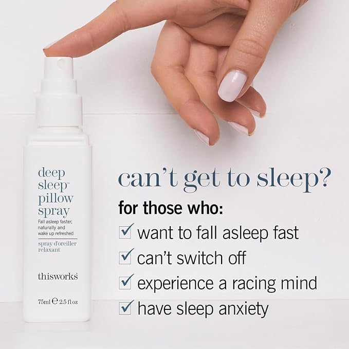 This Works Deep Sleep Pillow Talk Set – Natural Sleep Remedy Duo with Lavender, Camomile & Vetivert – 75ml Pillow Spray & 5ml Stress-Check Roll-On ($42 Value Set)