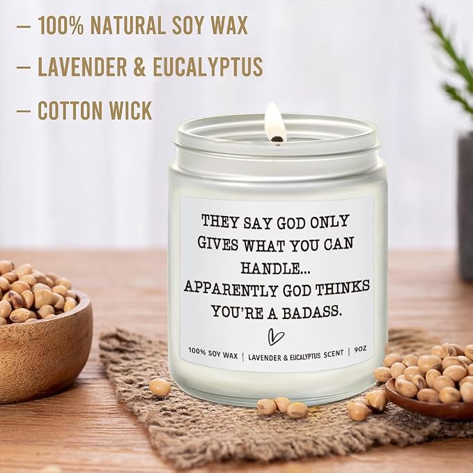Get Well Candle Gifts for Women, They Say God Only Gives What You Can Handle Candle, Funny Cancer After Surgery Gifts Humor Encouragement Gift Feel Better for Sick Friends, Condolences Gift for Loss