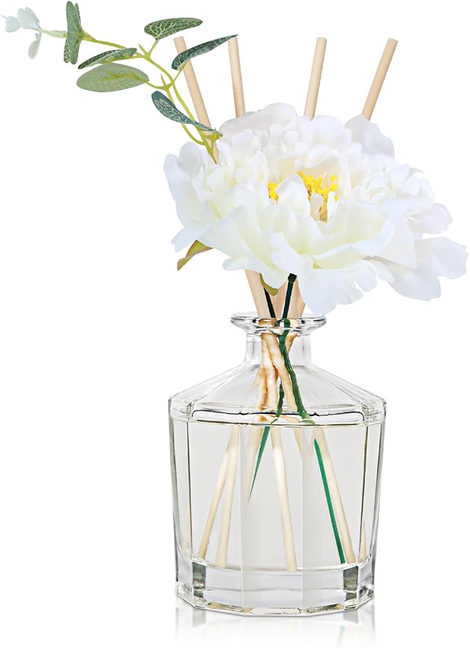L'odeur Vill Reed Diffuser, 8.5 Oz(250ml) Gardenia Bathroom Diffuser with 10 Sticks, Scented Diffuser Home Fragrance Essential Oil Reed Diffuser Set for Home Large Rooms Bathroom Shelf Decor