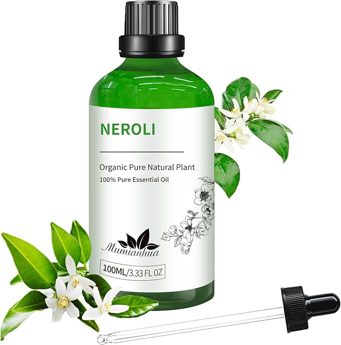 Neroli Essential Oil, Pure Mumianhua Orange Blossom Oil for Evening Tranquility & Pillow Mist, Citrus‑Floral Aromatherapy for Diffuser, Skin, Hair, Perfume, Candle & Soap Making – 3.38 Fl Oz