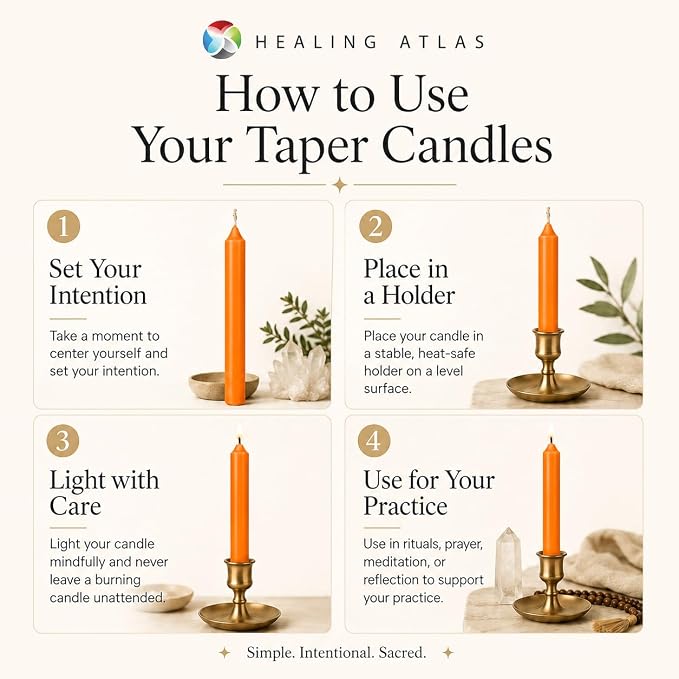 6 Inch Taper Candle 6 Pack Spell, Wicca, Santeria, Energized Candles Velas de 6 Pulgadas Paquete de 6 Velas (Orange (6 Pack))