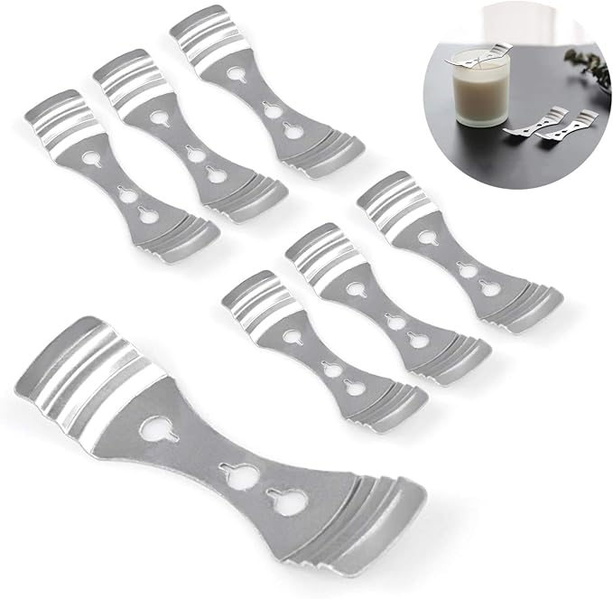 25pcs Metal Candle Wick Holder, Silver Stainless Steel Candle Wick Centering Devices for Candle Making