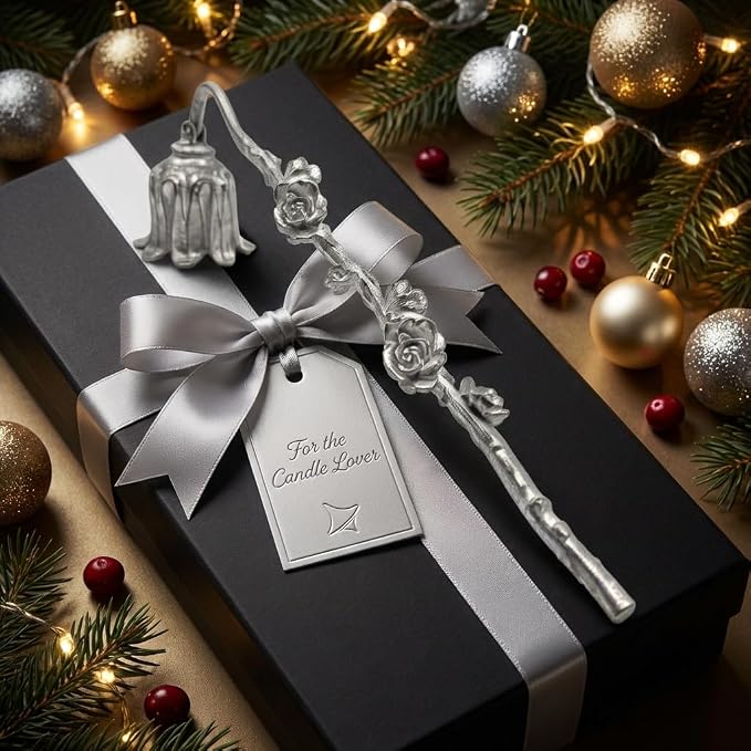 Candle Snuffer, Vintage & Sturdy Long Handle Candle Snuffer Extinguisher, Antique Floral Candle Snuffers Accessory, Flame Snuffer Birthday Gift for Women, Men, Mom, Friend, Sister, Girl, Sliver