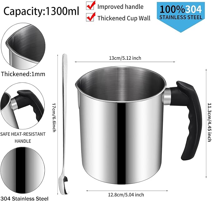 DINGPAI Candle Making Supplies, Complete Soy Candle Making Set Including Candle Make Pouring Pot, Candle Wicks, Wicks Sticker, 3-Hole Candle Wicks Holder, Natural Soy Wax and Spoon