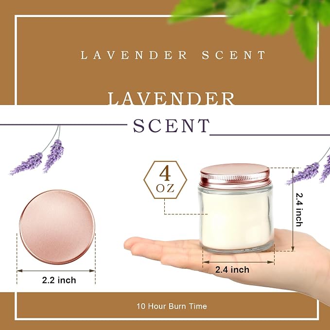 Lounsweer 24 Pcs 4oz Mini Mason Jar Candles Bulk Small Lavender Scented Candles for Wedding Christmas Halloween Birthday Thank You Gifts for Coworker Staff(Rose Gold)