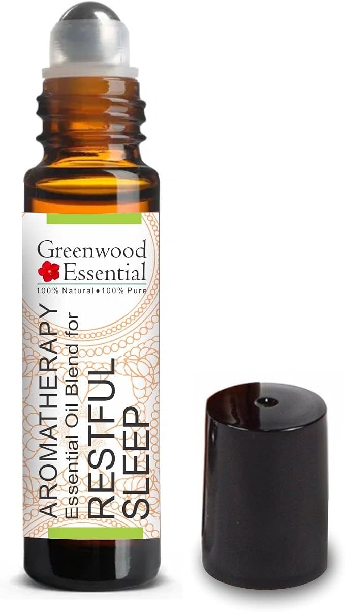 Greenwood Essential RESTFUL Sleep - Aromatherapy Essential Oil Blend of Pure Clary Sage, Vetiver, Marjoram, Lavender & Geranium Essential Oils 10ml (0.33 oz) by Greenwood