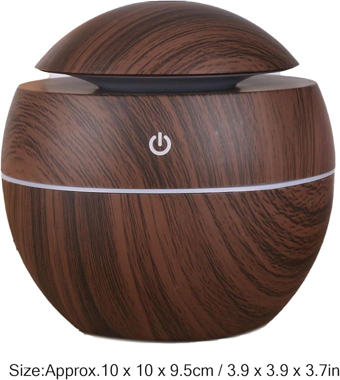 Wood Grain Humidifier, Portable Mini Humidifier Compact Portable 5V 2W USB Aroma Diffuser Quiet Essential Oil Diffuser for Bedrooms Living Rooms Office Car