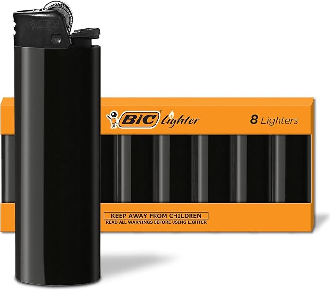 BIC Maxi Pocket Lighters, Safe and Reliable, Long-Lasting Pocket Lighters for Everyday Use, All-Black, 8-Pack