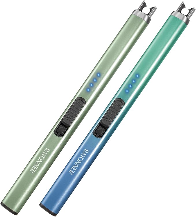 RAYONNER USB-C Plasma Arc Lighter, Mint Green+Blue/Green Gradient, 2 Pack | Rechargeable, Windproof, Flameless