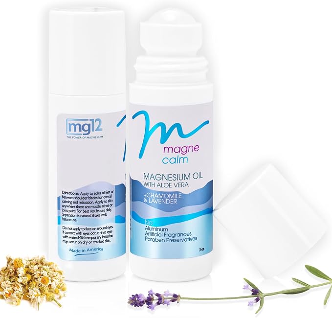 MagneCalm Roll-On with Lavender & Chamomile - Soothing Magnesium, 3 oz