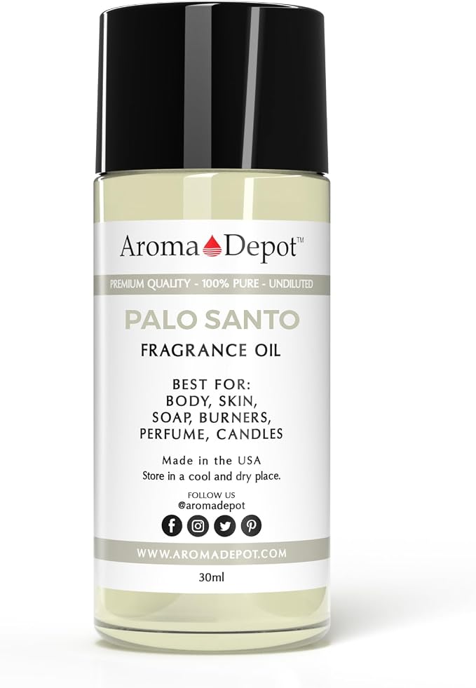 Aroma Depot Palo Santo 30 ml. Fragrance Oil I Perfume I Skin Oil I Scented Oil DIY Projects Such as Candles, Bath Bombs, Body Butters, Creams & Lotions. Few Drops in The Diffuser, Burners, or Warmers