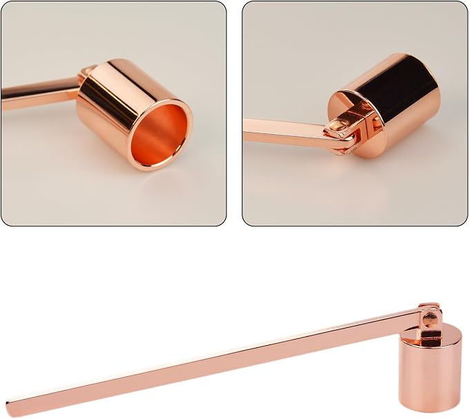 Candle Snuffer, Stainless Steel Elegant Candle Extinguisher with Long Handle, Straight Tube Candlesnuffers Extinguish for Tea Light Candles Fireplace Church Wedding Candle (Rose Gold)