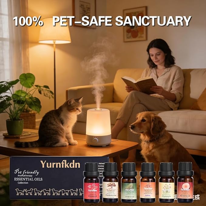 Pet Friendly Aromatherapy Essential Oils Collection,Safe for Dogs and Cats,Natural Relaxation and Stress Relief,Suitable for Aromatherapy Diffuser Bottles,Incense Sticks, and Candles Making (6, small)