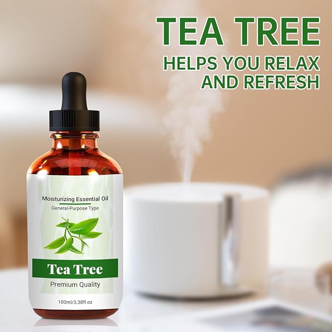 Tree Tea Essential Oil Pure, Natural, Undiluted Essential Oils for Skin Essential Oils for Diffuser Skin & Hair Care, DIY Soaps & Candles (100ml, Tea Tree)