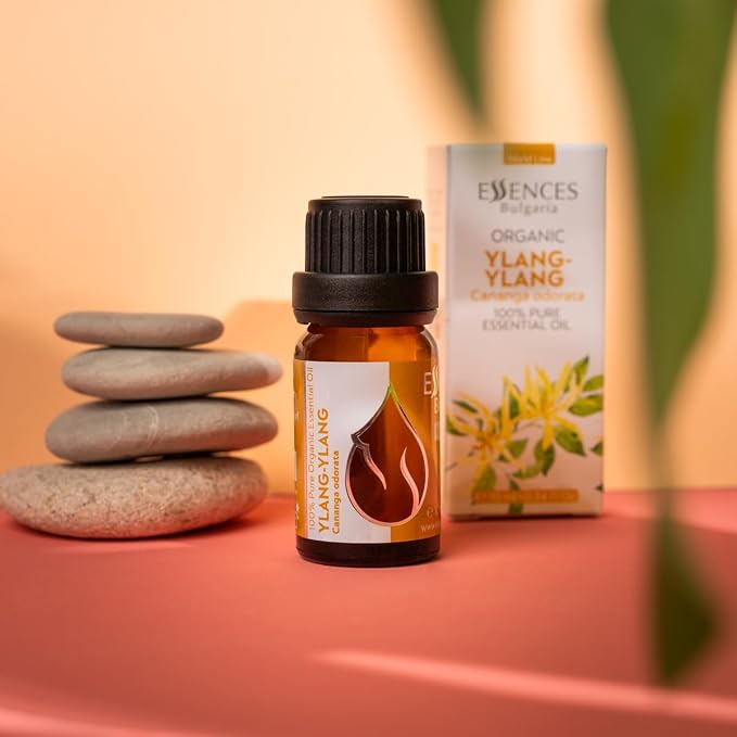 Essences Bulgaria Organic Ylang-Ylang Essential Oil 0.34 Fl Oz 10ml Cananga odorata - 100% Pure Natural Undiluted Therapeutic Grade for Aromatherapy Diffuser Candle and Soap Making Skincare Body Oil