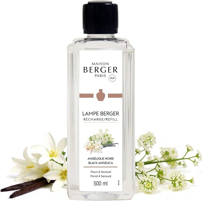 MAISON BERGER Lampe Berger Refill, 500 ml, Black Angelica | Catalytic Lamp Fragrance Refill, Helps Neutralize Odors, ~80 h Fragrance Diffusion, Made in France