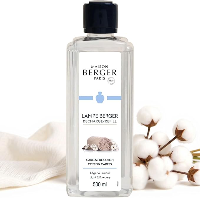 MAISON BERGER Lampe Berger Refill, 500 ml, Cotton Caress | Catalytic Lamp Fragrance Refill, Helps Neutralize Odors, ~80 h Fragrance Diffusion, Made in France