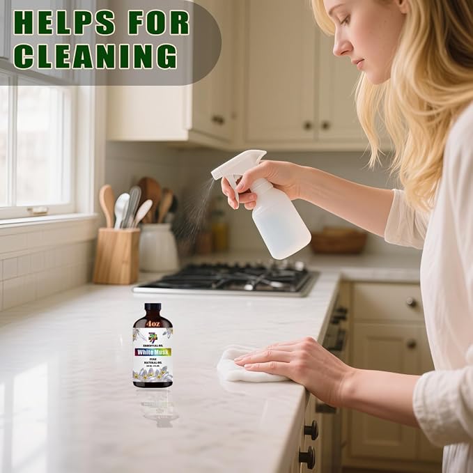 White Musk Essential Oil, White Musk Oils, for Diffuser, Humidifier, DIY Candles, Soap, Bedroom, Office, Yoga, Gift, Essential Oil, GV77ZF White Musk Fragrance Oil - 4 fl oz (120 ml)