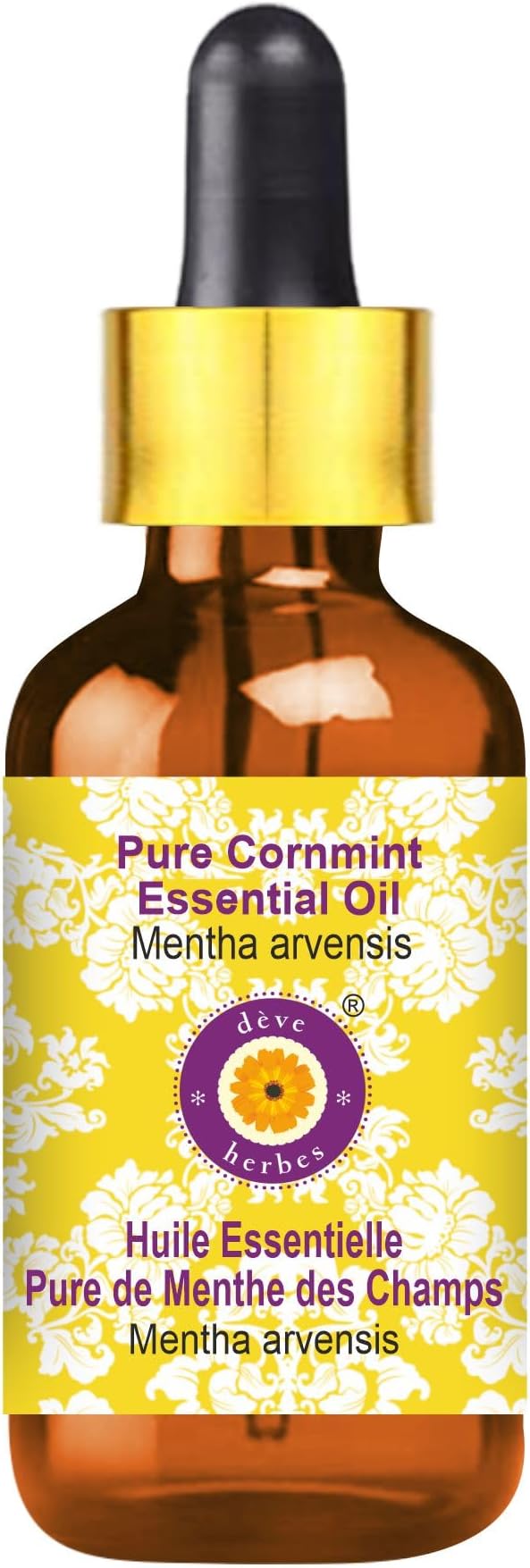 Deve Herbes Pure Cornmint Essential Oil (Mentha arvensis) with Glass Dropper Steam Distilled 50ml (1.69 oz)