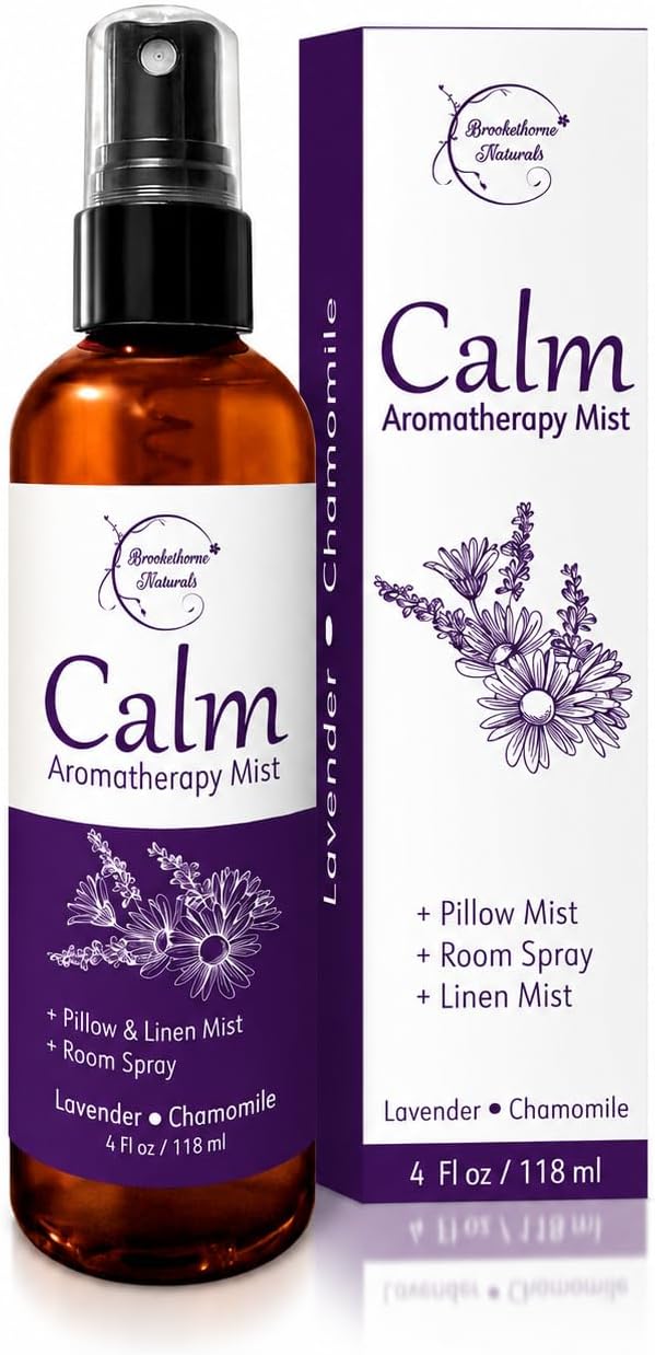 Calm Aromatherapy Mist with Lavender & Chamomile Essential Oil. Natural Sleep & Pillow Spray, Room & Linen Mist. Lavender Spray Air Freshener for Relaxation & Sleep - Brookethorne Naturals