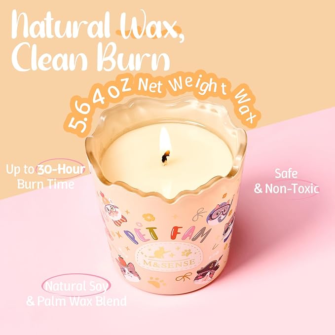 M&SENSE Vanilla Coconut Scented Candles, 5.64 oz, Up to 30-Hour Burn, Aromatherapy Candle Gifts for Women for Bathroom Kitchen Office