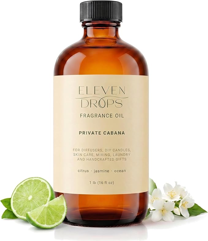 Private Cabana Fragrance Oil | Citrus, Jasmine & Ocean Notes | Long Lasting Scent Reed Diffuser Oil for Home, Office, Hotel, Spa, Car & Linen Spray | Pet Friendly IFRA Compliant, 16 oz
