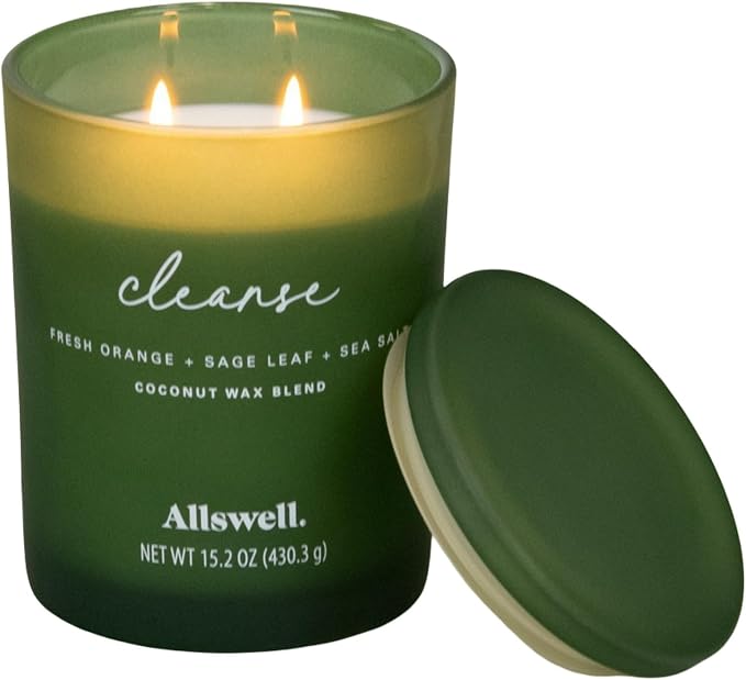 Frosted Scented 2 Wick Candles AW (Cleanse (Fresh Orange + Sage Leaf + Sea Salt))