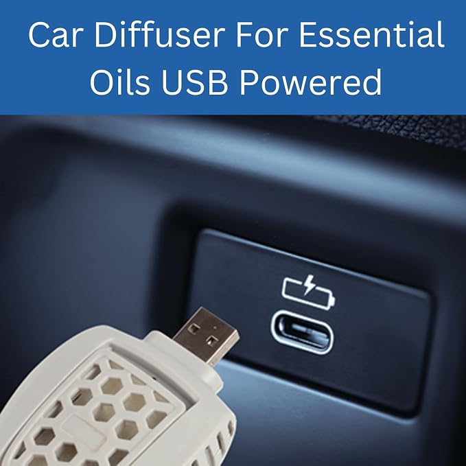 Mini Oil Diffuser USB Powered Essential Oil Car Diffuser. Small Diffuser. Use As Travel Diffuser, Desk Diffuser for Office Home. Mini Diffuser Essential Oil Car Freshener with Two Pads. Colors Vary