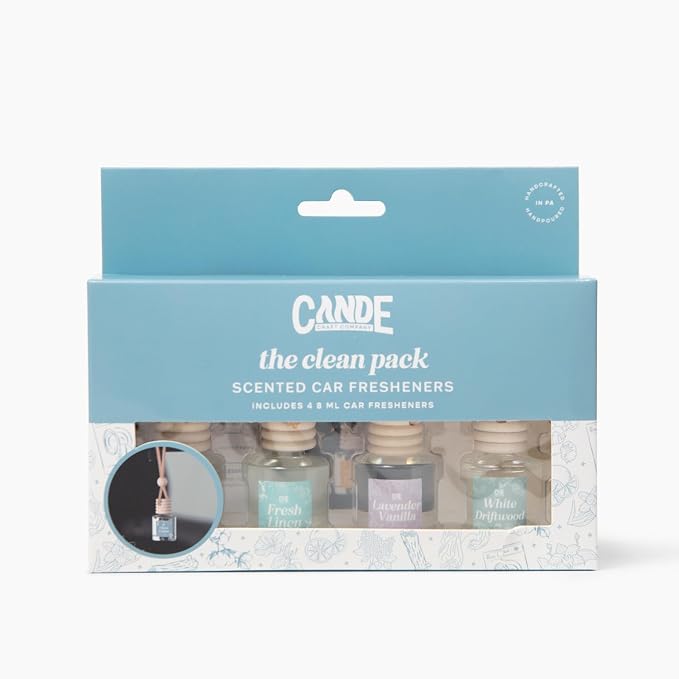 CE Craft Hanging Car Air Freshener – Fragrance Oil Diffuser with Essential Oils – Long-Lasting Aromatherapy Scents for Automobiles – 4 Pack, Clean