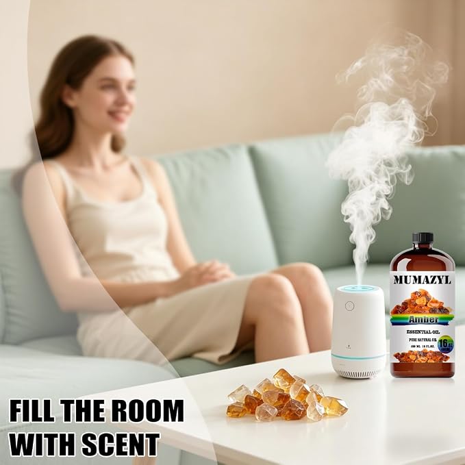 Amber Essential Oil, Amber Oil 16 Fl Oz 480ML for Diffuser Humidifier Yoga Cleaning DIY Candle Soap Making MUMAZYL Essential Oils