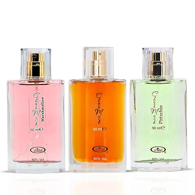 Al-Rehab Choco Musk Perfume - Original, Marshmallow & Pistachio Eau de Parfum Sprays 50ml (1.65 oz) | Gourmand Perfume with Chocolate & Vanilla | Long-Lasting Sweet Fragrances (Bundle)