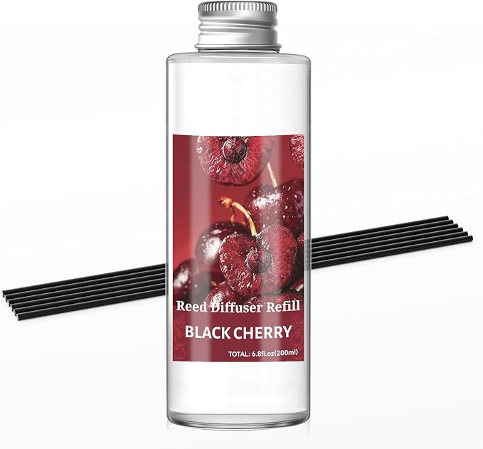 SCENTORINI Reed Diffuser Oil Refill, Black Cherry Diffuser Oil 6.76 Fl Oz, Natural Scented Essential Oil Refill Long Lasting Summer Home Fragrance for Room Spa Aromatherapy Bathroom Home Decor