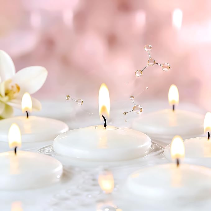 3 Inch Vanilla Sugar Scented Floating Candles,36 Pack White Floating Disc Candles, 8-10 Hour Long Burning for Wedding Centerpieces, Home Spa, Holiday Party & Pool Decor,Outdoor Dinners