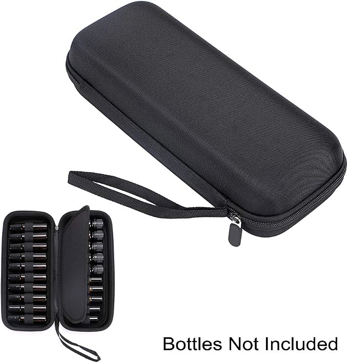 Hipiwe EVA Essential Oils Carrying Case Organizer for 20 Bottles 5ml 10ml Standard and Rollers Bottles Portable Hard Shell Essential Oils Travel Bag Holder for Essential Oils Bottle Storage (Black)