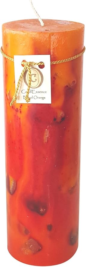 Handmade Scented Candle - Long Burning Pillar - Blood Orange Scent (Large)