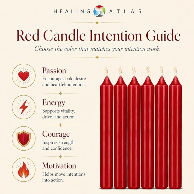 6 Inch Taper Candle 6 Pack Spell, Wicca, Santeria, Energized Candles Velas de 6 Pulgadas Paquete de 6 Velas (Red (6 Pack))