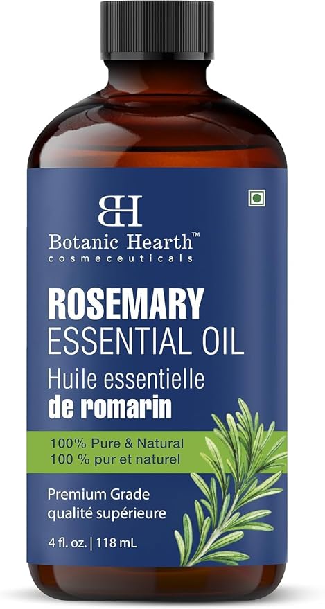 Botanic Hearth Rosemary Essential | 100% Pure and Natural | Premium Grade Essential Oil for Diffuser, Aromatherapy, Soap and Candle Making | Rosemary Oil | With Glass Dropper | 4 Fl Oz