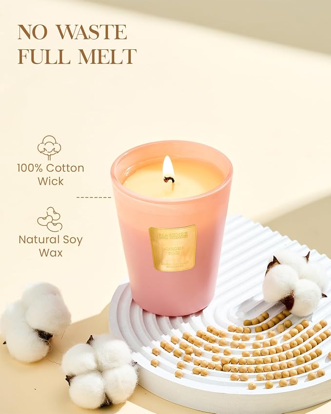 M&SENSE Garden Rose Soy Candle, 14.1oz 60H, Romantic Rose Scented Candles, Aromatherapy Stress Relief