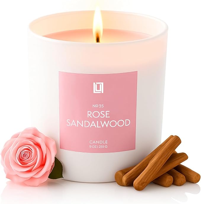 Lulu Candles | Rose & Sandalwood | Smells Floral & Woody | Luxury Scented Soy Jar Candle | Hand Poured in The USA | Highly Scented & Long Lasting (9 Oz. Limited Edition)