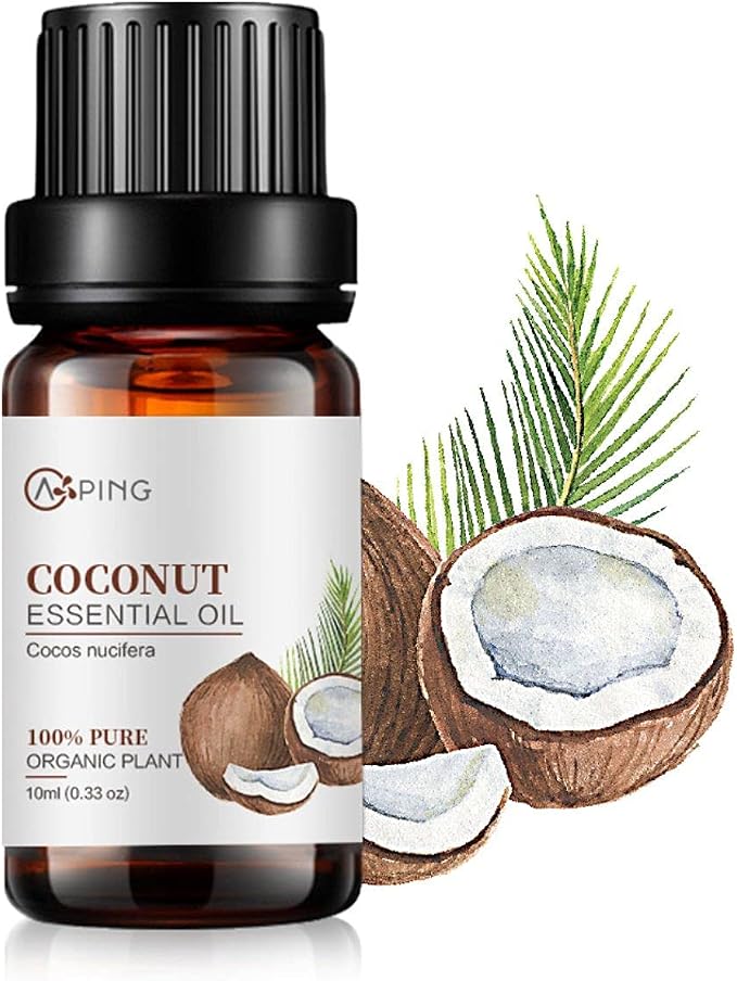 Coconut Essential Oil - 100% Pure Organic Natural Plant (Cocos nucifera) Coconut Oil for Diffuser, Aroma, Spa, Massage, Yoga, Perfume, 0.33oz